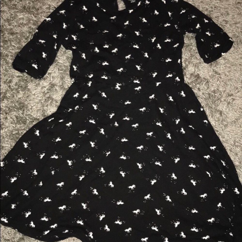 Quarter Sleeve Unicorn Skater Dress